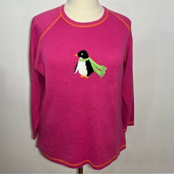 Vintage Quacker Factory Hot Pink Penguin Sweater‎ -- 1X - Picture 5 of 10